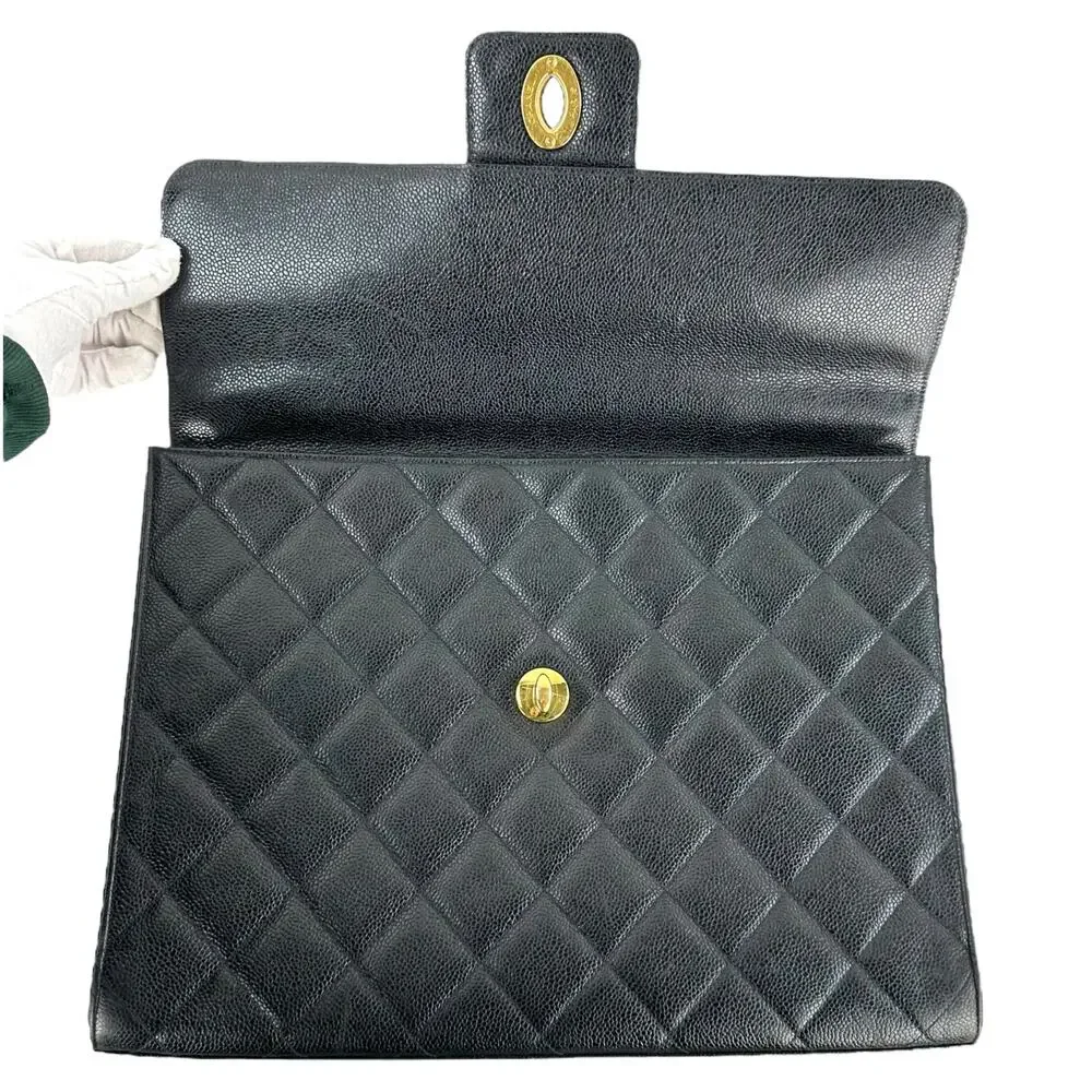 Chanel CC Vintage Quilted Caviar Briefcase